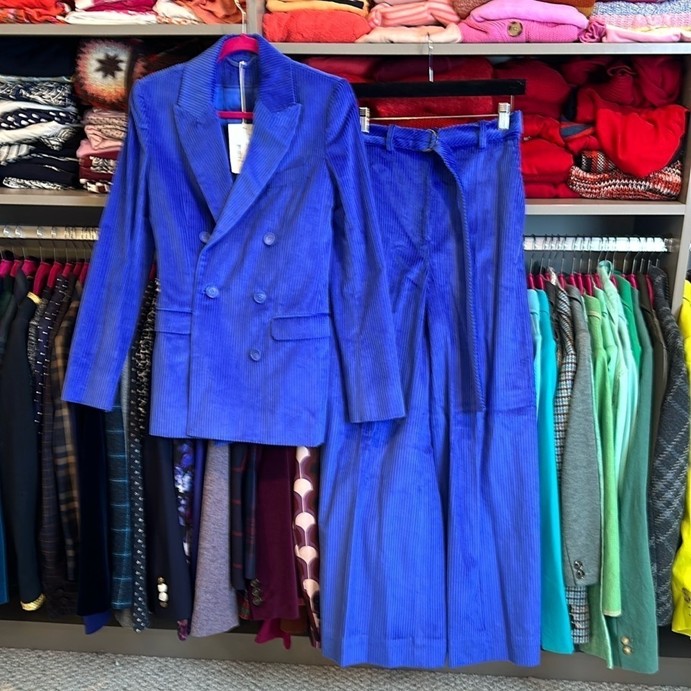 COS double breasted oversized purplish blue corduroy suit size EU 34/US 4​